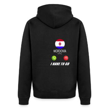 Mordwinien ruft an Lusiger Flaggen Spruch - Unisex Premium Bio Zip Hoodie - Schwarz - Hinten - Nico (187cm)