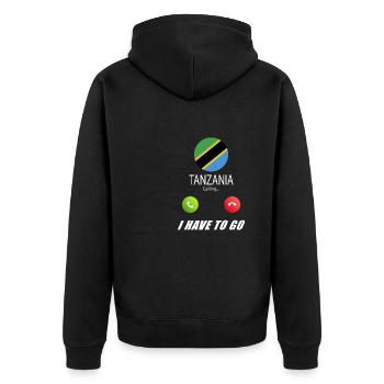 La Tanzanie appelle aux drapeaux Lusiger en disant - Veste à capuche bio Premium Unisexe - noir - Dos - Nico (187cm)