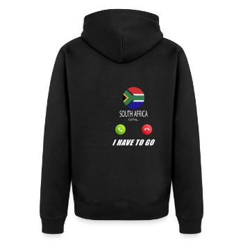 Südafrika ruft an Lusiger Flaggen Spruch - Unisex Premium Bio Zip Hoodie - Schwarz - Hinten - Nico (187cm)