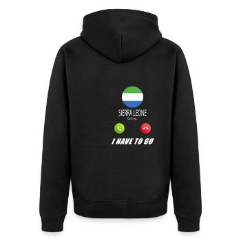 Sierra Leone ruft an Lusiger Flaggen Spruch - Unisex Premium Bio Zip Hoodie - Schwarz - Hinten - Nico (187cm)