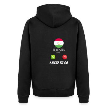 Tajikistan calls lusiger flags saying - Unisex Premium Organic Zip Hoodie - black - Back - Nico (187cm)