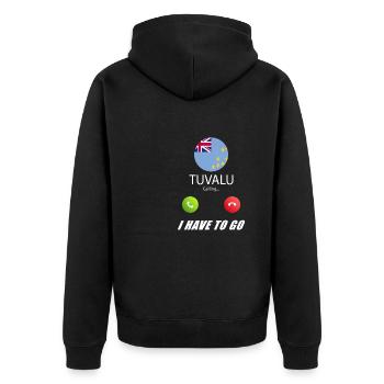 Tuvalu calls lusiger flags saying - Unisex Premium Organic Zip Hoodie - black - Back - Nico (187cm)
