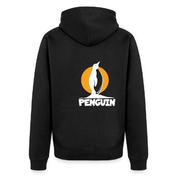 Pinguin-Sonnenuntergang - Unisex Premium Bio Zip Hoodie - Schwarz - Hinten - Nico (187cm)