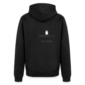 Pinguin-Natur - Unisex Premium Bio Zip Hoodie - Schwarz - Hinten - Nico (187cm)