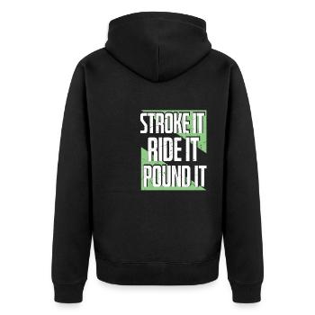 It Ride It Pound It Triathlon - Unisex Premium Organic Zip Hoodie - black - Back - Nico (187cm)