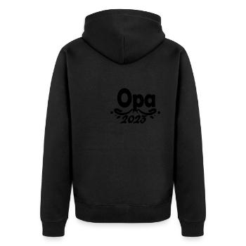 Opa 2023 - Unisex Premium Bio Zip Hoodie - Schwarz - Hinten - Nico (187cm)