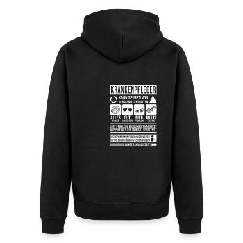 Krankenpfleger Spruch lustig - Unisex Premium Bio Zip Hoodie - Schwarz - Hinten - Nico (187cm)
