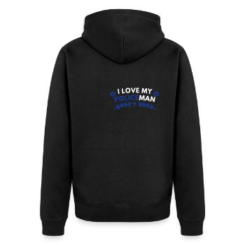 Ich Liebe Polizisten Polizeigesetz Handschellen - Unisex Premium Bio Zip Hoodie - Schwarz - Hinten - Nico (187cm)