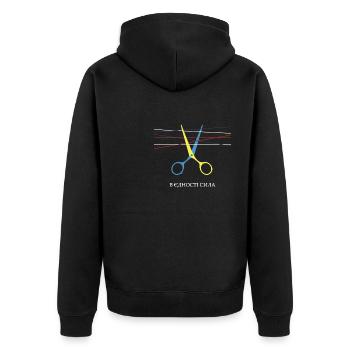 Vereinte Ukraine Macht Ukrainische Flagge Symbol - Unisex Premium Bio Zip Hoodie - Schwarz - Hinten - Nico (187cm)