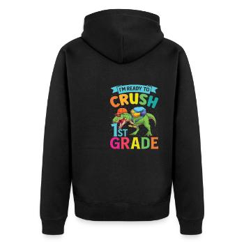 Ready Crush T-Rex Dinosaures de 1ère Classe - Veste à capuche bio Premium Unisexe - noir - Dos - Nico (187cm)