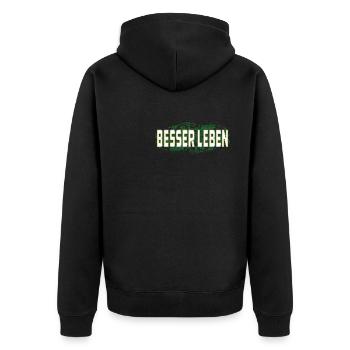 BESSER LEBEN - Unisex Premium Bio Zip Hoodie - Schwarz - Hinten - Nico (187cm)