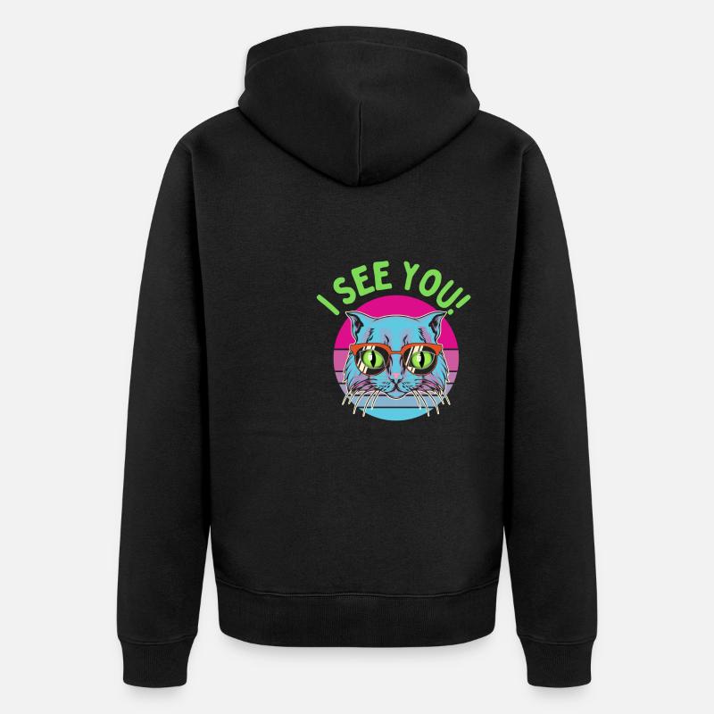 Un chat voit tout! - Veste à capuche bio Premium Unisexe - noir
