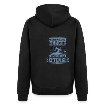 Zimmerer Geburtstag September Geburtsmonat - Unisex Premium Bio Zip Hoodie - Schwarz - Hinten - Nico (187cm)