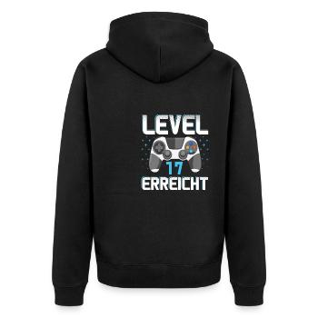 Level 17 Erreicht Gamer - Unisex Premium Bio Zip Hoodie - Schwarz - Hinten - Nico (187cm)