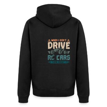 When I dont drive rc cars I think about it - Unisex Premium Bio Zip Hoodie - Schwarz - Hinten - Nico (187cm)