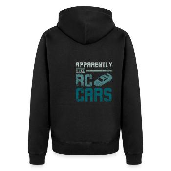 Apparently I lkie Rc cars - Unisex Premium Organic Zip Hoodie - black - Back - Nico (187cm)