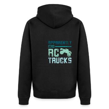 Apparently I lkie Rc trucks - Unisex Premium Organic Zip Hoodie - black - Back - Nico (187cm)