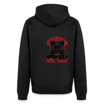 No Goal was met without a little Sweat - Unisex Premium Bio Zip Hoodie - Schwarz - Hinten - Nico (187cm)