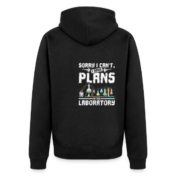Sorry I cant I Have plans in the laboratory - Unisex Premium Bio Zip Hoodie - Schwarz - Hinten - Nico (187cm)
