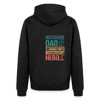 Husband dad laboratory technologist hero - Unisex Premium Organic Zip Hoodie - black - Back - Nico (187cm)