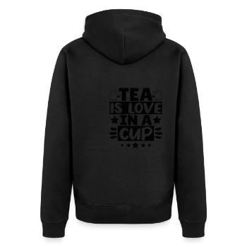 Le thé, c’est l’amour dans une tasse - Veste à capuche bio Premium Unisexe - noir - Dos - Nico (187cm)
