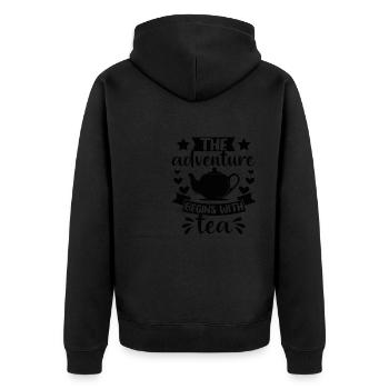 L’aventure commence avec le thé - Veste à capuche bio Premium Unisexe - noir - Dos - Nico (187cm)