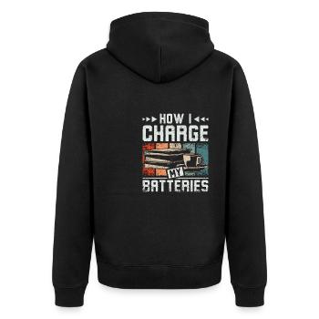 Comment je charge mes batteries en redaant les livres - Veste à capuche bio Premium Unisexe - noir - Dos - Nico (187cm)