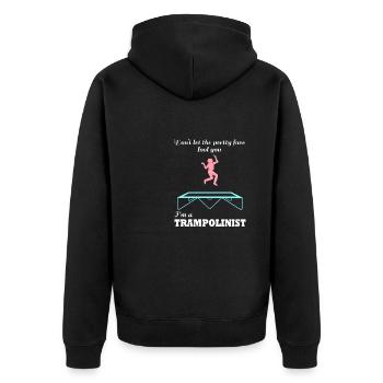 Trampolinist Funny Saying Trampoline Jumping - Unisex Premium Organic Zip Hoodie - black - Back - Nico (187cm)