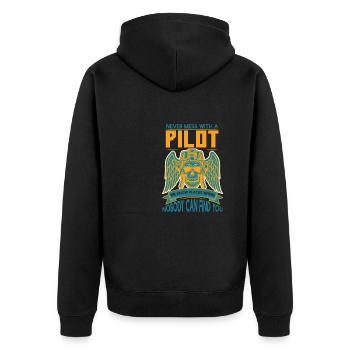 Never Mess With A Pilot We Know Places - Unisex Premium Organic Zip Hoodie - black - Back - Nico (187cm)
