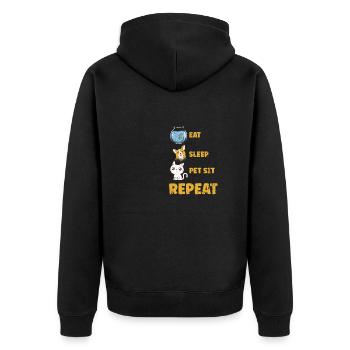 Eat Sleep Pet Sit Repeat - Katzenliebhaber - Unisex Premium Bio Zip Hoodie - Schwarz - Hinten - Nico (187cm)