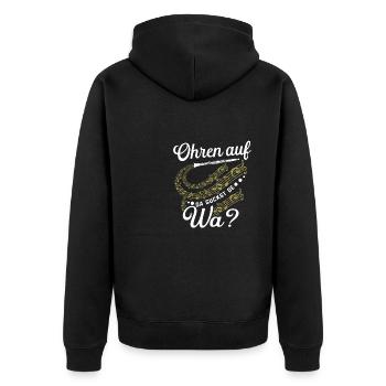 Ohren auf da guckst de wa? Klarinettenspieler - Unisex Premium Bio Zip Hoodie - Schwarz - Hinten - Nico (187cm)