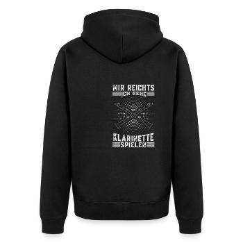 Mir reichts ich gehe Klarinette spielen - Unisex Premium Bio Zip Hoodie - Schwarz - Hinten - Nico (187cm)