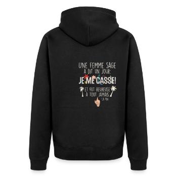 idee depart collegue de travail humour f - Unisex Premium Organic Zip Hoodie - black - Back - Nico (187cm)