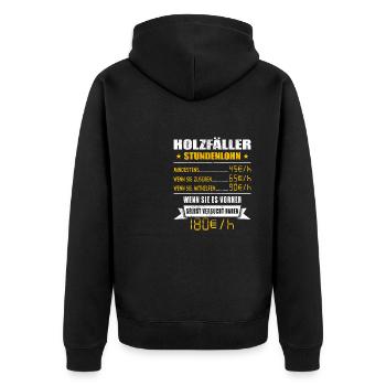 Holzfäller - Unisex Premium Bio Zip Hoodie - Schwarz - Hinten - Nico (187cm)