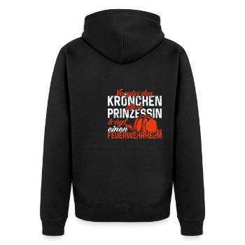 Feuerwehrfrau Feuerwehr Feuerwehrmann Mama - Unisex Premium Bio Zip Hoodie - Schwarz - Hinten - Nico (187cm)