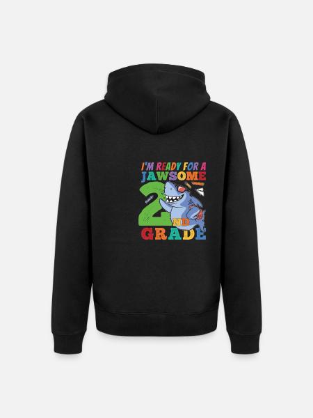 Kakkosluokkalainen mahtava takaisin kouluun -lahjaidea - Premium unisex luomu-huppari vetoketjulla - musta