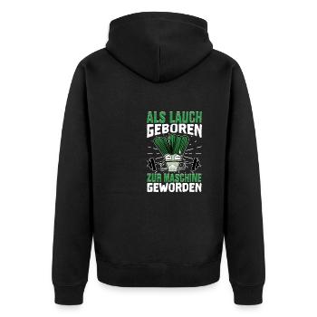 Lauch Kostüm Bodybuilding Satire Gym Jga - Unisex Premium Bio Zip Hoodie - Schwarz - Hinten - Nico (187cm)