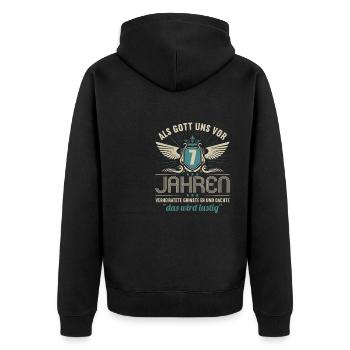 7 Jahre verheiratet wird lustig 7.Hochzeitstag - Unisex Premium Bio Zip Hoodie - Schwarz - Hinten - Nico (187cm)
