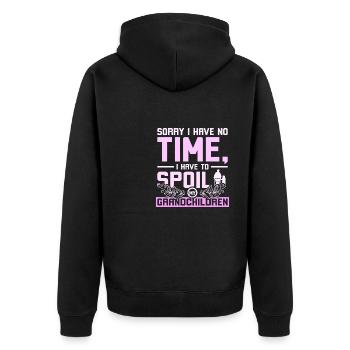 Grandma spoil grandchildren - Unisex Premium Bio Zip Hoodie - Schwarz - Hinten - Nico (187cm)