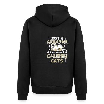 Grand-mère qui aime les chats potelés - Veste à capuche bio Premium Unisexe - noir - Dos - Nico (187cm)