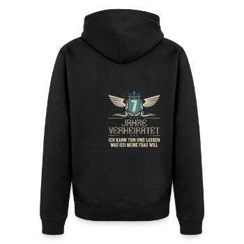 7 Jahre verheiratet kann tun 7.Hochzeitstag - Unisex Premium Bio Zip Hoodie - Schwarz - Hinten - Nico (187cm)