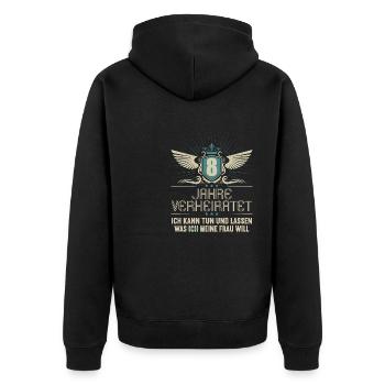 8 Jahre verheiratet kann tun 8.Hochzeitstag - Unisex Premium Bio Zip Hoodie - Schwarz - Hinten - Nico (187cm)