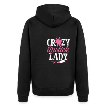 Vintage Lipstick Artwork Distressed - Unisex Premium Organic Zip Hoodie - black - Back - Nico (187cm)