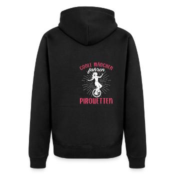 Coole Mädchen fahren Pirouetten Einrad - Unisex Premium Bio Zip Hoodie - Schwarz - Hinten - Nico (187cm)