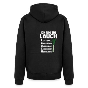 Lauch - Unisex Premium Bio Zip Hoodie - Schwarz - Hinten - Nico (187cm)