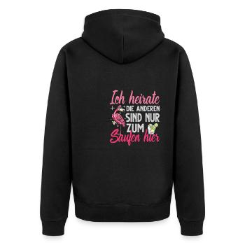 Flamingo Junggesellenabschied Frauen jga Saufen - Unisex Premium Bio Zip Hoodie - Schwarz - Hinten - Nico (187cm)