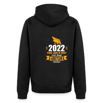 Abitur Gymnasium Damen und Herren Abi 2022 - Unisex Premium Bio Zip Hoodie - Schwarz - Hinten - Nico (187cm)