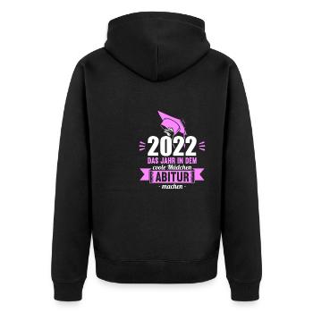 Abitur Gymnasium Damen und Herren Abi 2022 - Unisex Premium Bio Zip Hoodie - Schwarz - Hinten - Nico (187cm)