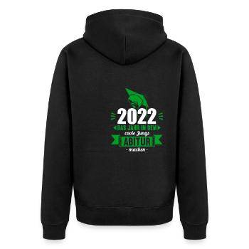 Abitur Gymnasium Damen und Herren Abi 2022 - Unisex Premium Bio Zip Hoodie - Schwarz - Hinten - Nico (187cm)