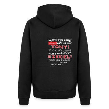 Tony and Ezekiel Meme Video Roof Shouting Yelling - Unisex Premium Organic Zip Hoodie - black - Back - Nico (187cm)
